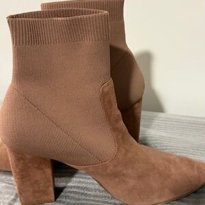 Steve Madden Sock Booties | Ribbed Knit Ankle Boots | Block Heel | Dusty Rose 11